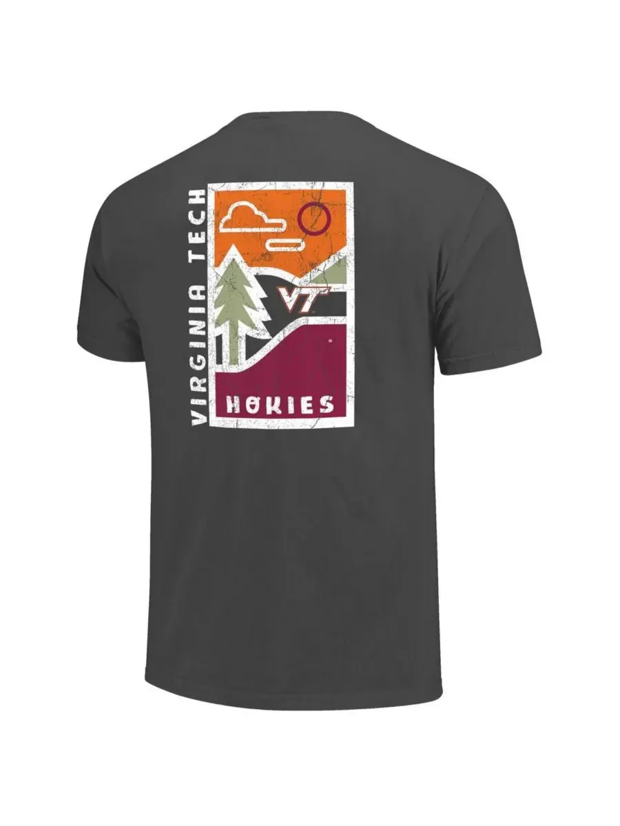 Image One Мужская футболка Virginia Tech Hokies цвета графит с минималистичным рисунком Vista и — изображение 2 из 3, серый