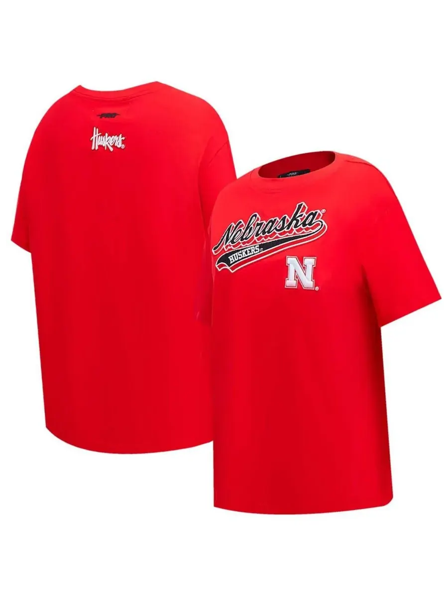 Женская алая футболка в стиле "бойфренд" с надписью "Nebraska Huskers" Pro Standard — изображение 1 из 5, алый