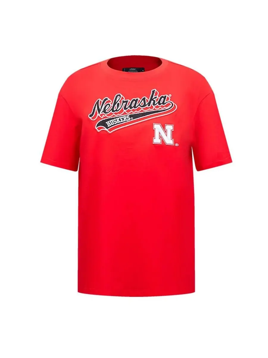 Женская алая футболка в стиле "бойфренд" с надписью "Nebraska Huskers" Pro Standard — изображение 5 из 5, алый