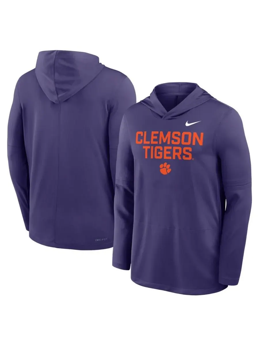 Nike Мужская фиолетовая толстовка с длинными рукавами Clemson Tigers 2025 Sideline Performance — изображение 3 из 5