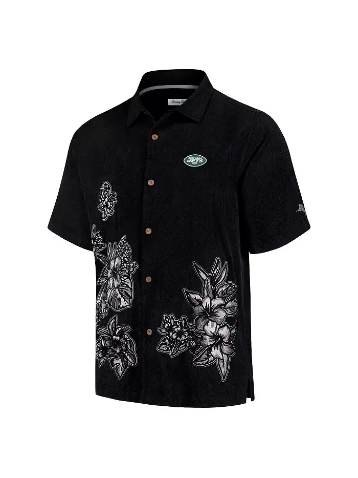Мужская черная рубалка на пуговицах New York Jets Hibiscus Camp Tommy Bahama — изображение 3 из 3