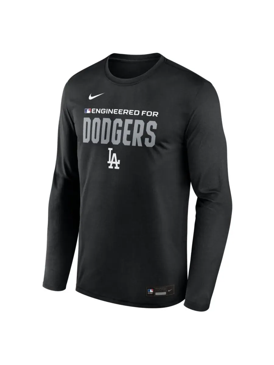 Nike Мужская черная футболка с длинным рукавом Los Angeles Dodgers Authentic Collection Legend — изображение 2 из 3, черный