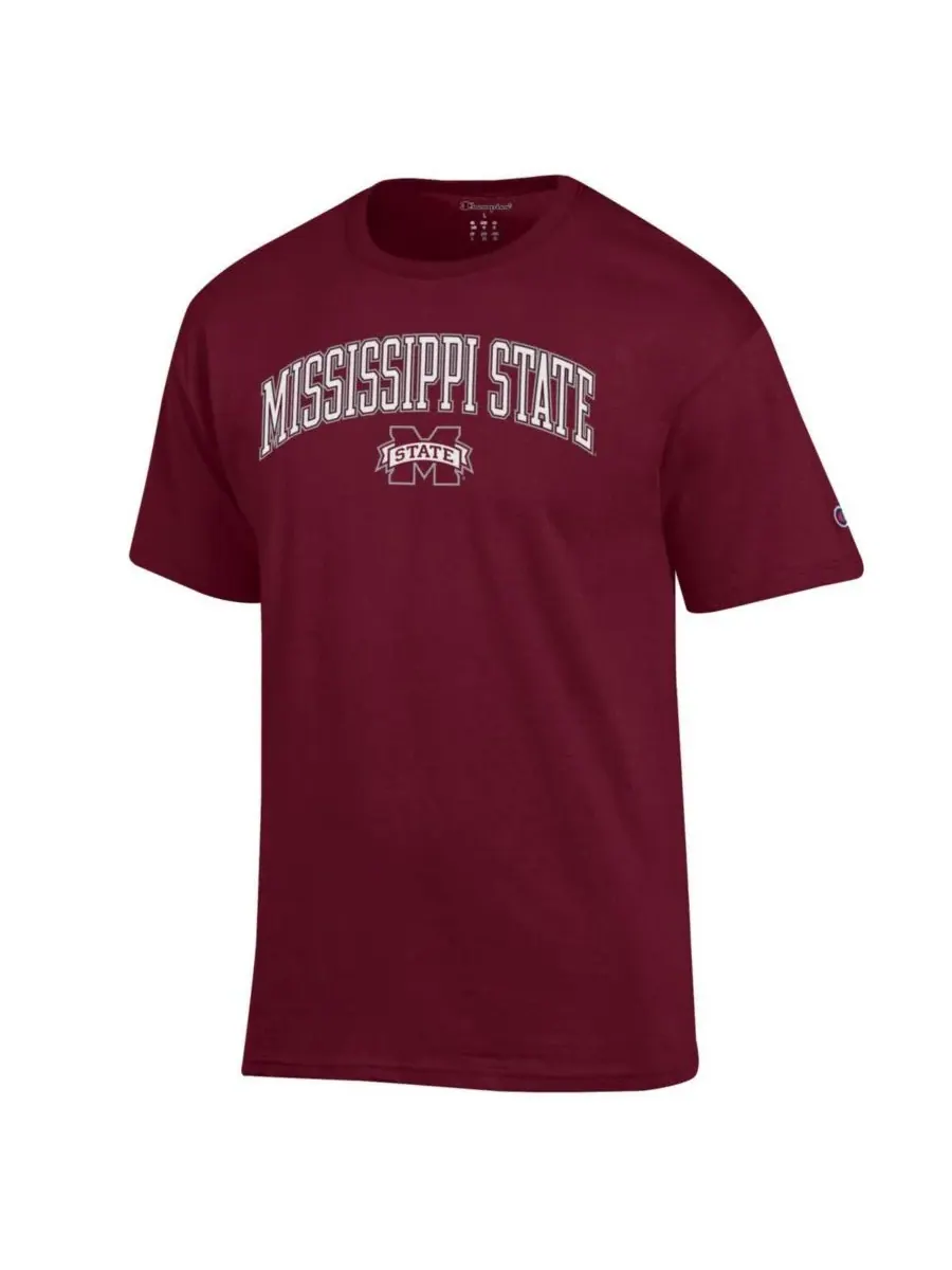 Champion Мужская футболка бордового цвета с логотипом Mississippi State Bulldogs в виде арки — изображение 2 из 3, коричневый