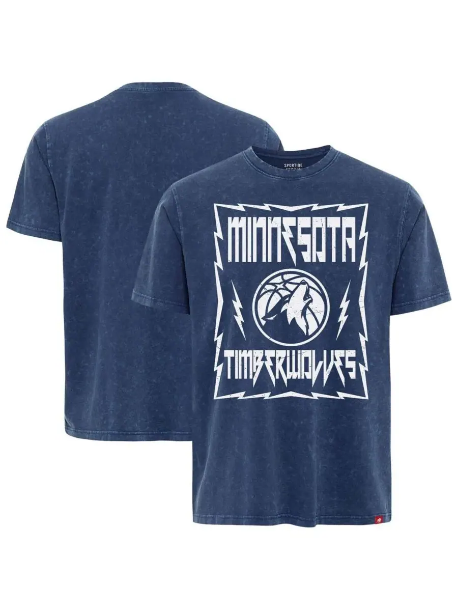 Sportiqe Мужская и женская синяя футболка Minnesota Timberwolves из коллекции Distressed Rock Roll — изображение 1 из 3