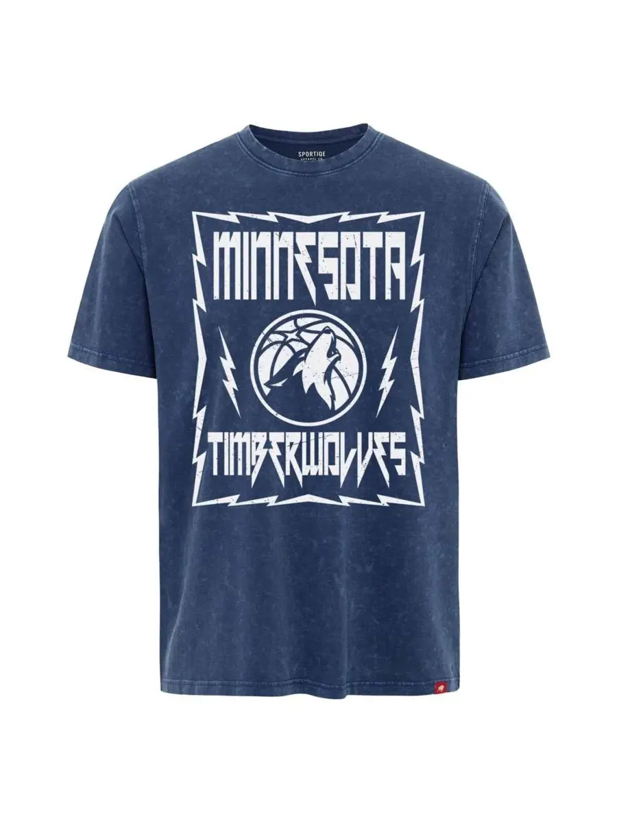 Sportiqe Мужская и женская синяя футболка Minnesota Timberwolves из коллекции Distressed Rock Roll — изображение 3 из 3