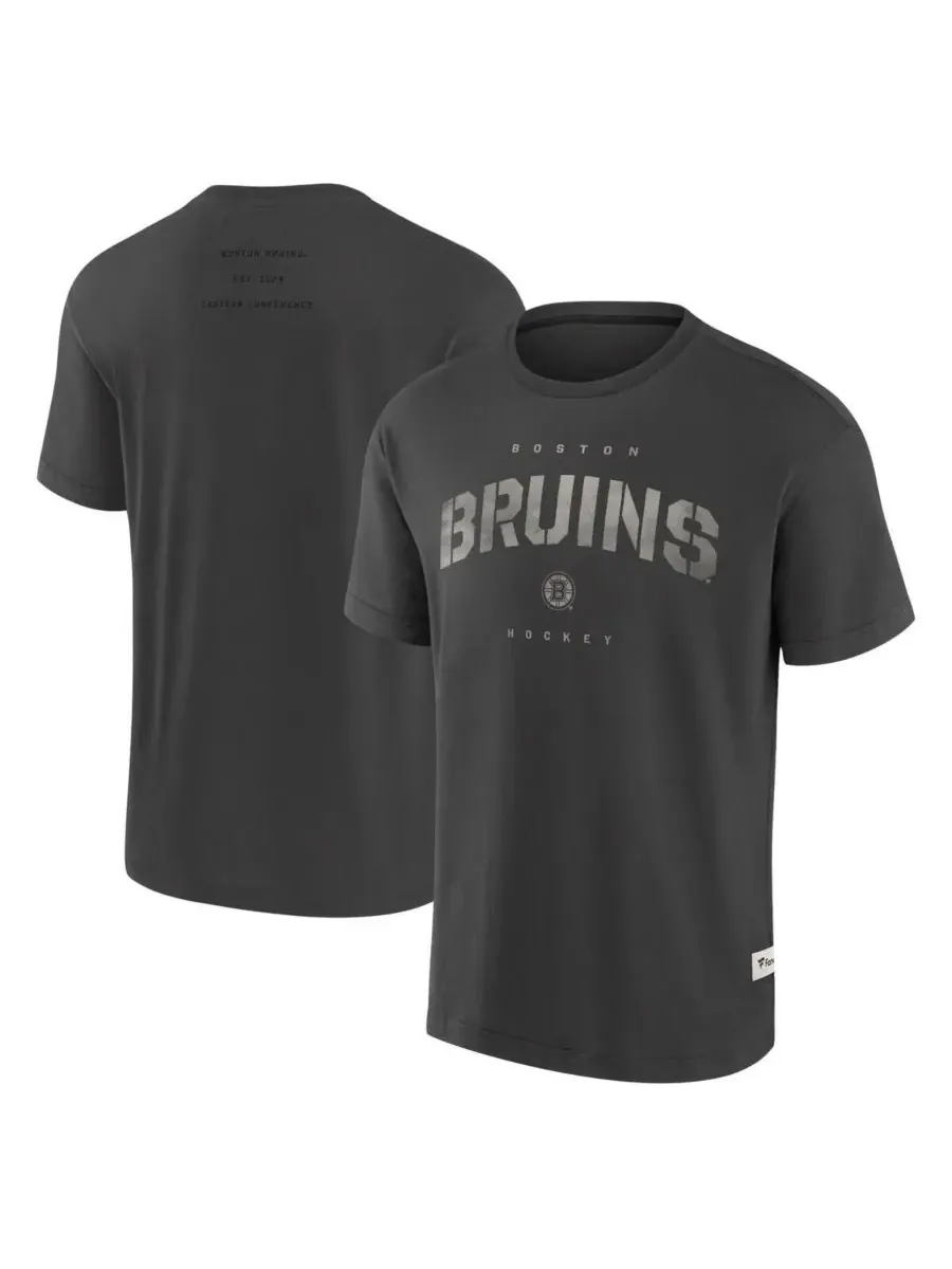 Fanatics Мужская футболка Boston Bruins Elements Weathered Tonal Future Ground цвета угольно-серого — изображение 1 из 3