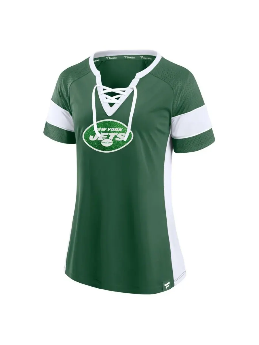 Fanatics Женская темно-зеленая блузка New York Jets Athena на шнуровке — изображение 3 из 3, темный зеленый