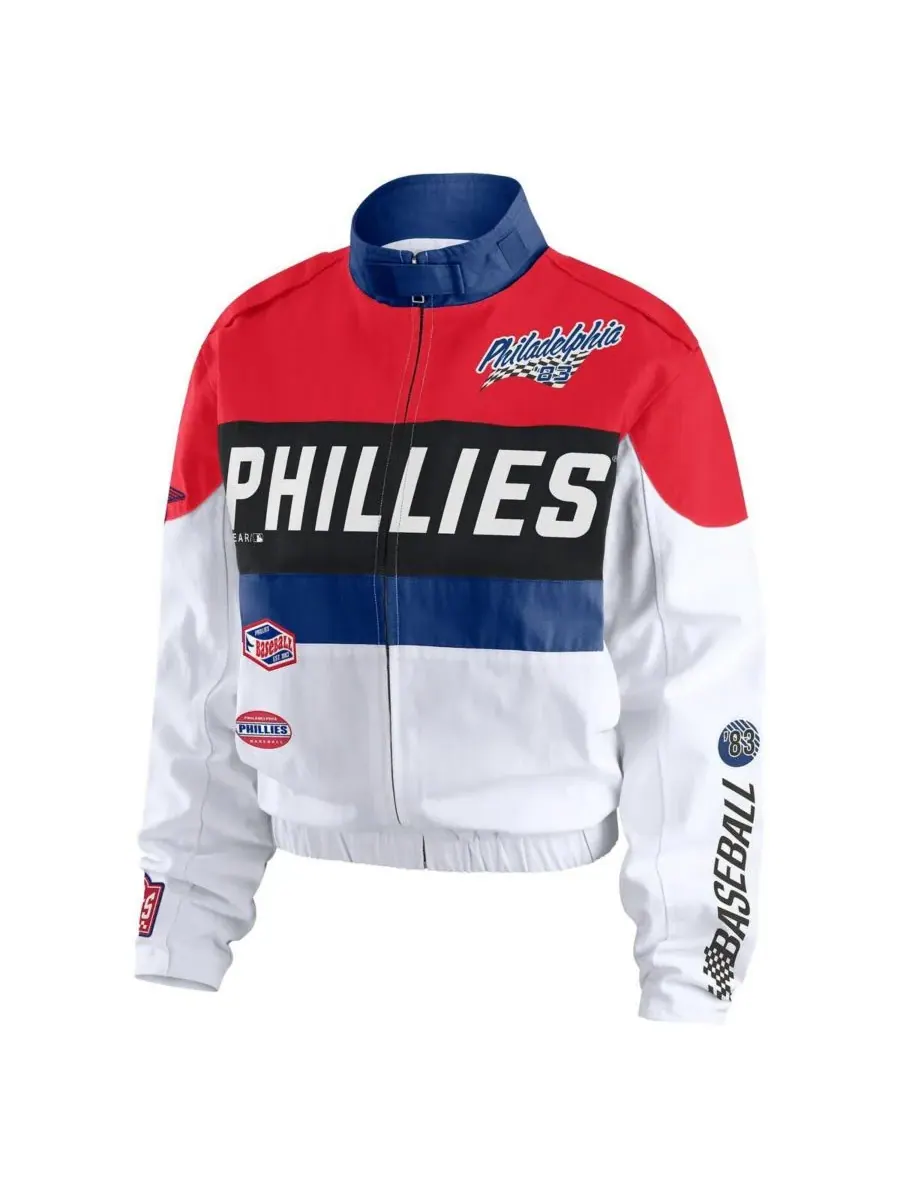 WEAR by Erin Andrews Женская красно-белая гоночная куртка Philadelphia Phillies на молнии — изображение 3 из 3, красный белый
