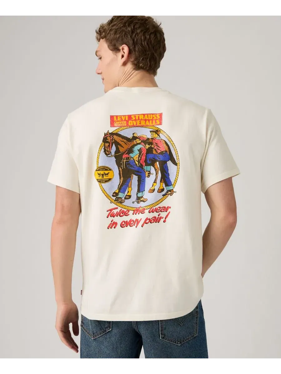 Футболка свободного кроя с фирменным принтом Levi's, Archival Overalls 2 Egret — изображение 1 из 3