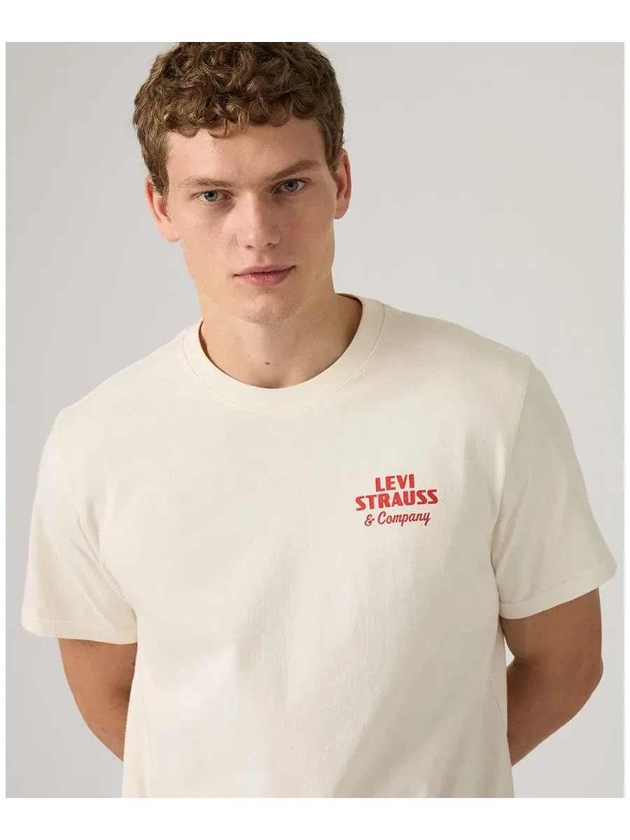 Футболка свободного кроя с фирменным принтом Levi's, Archival Overalls 2 Egret — изображение 2 из 3