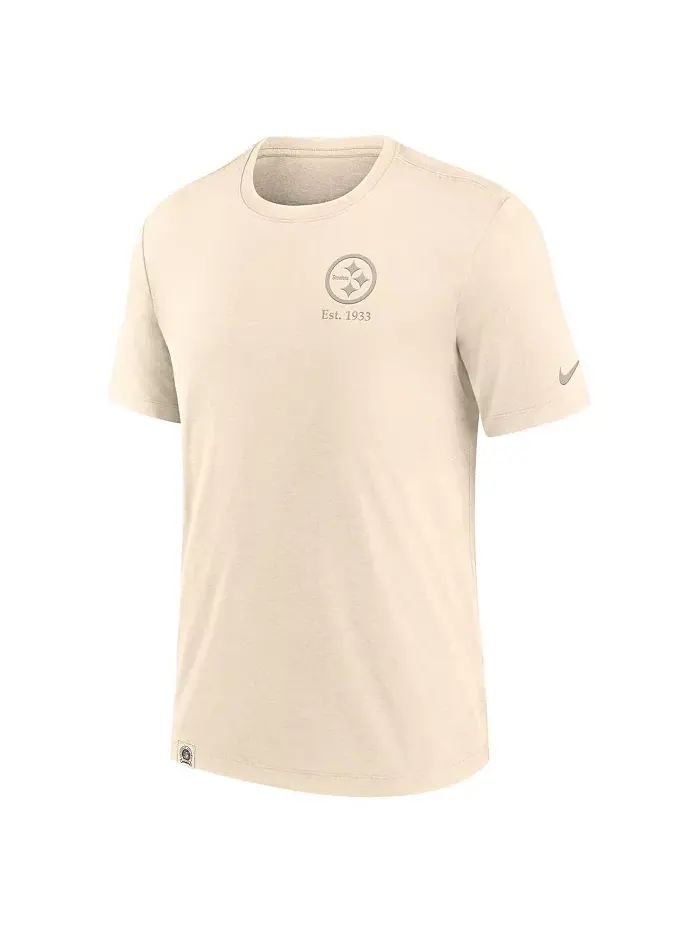 Мужская футболка Pittsburgh Steelers Glory Tri-Blend кремового цвета Nike — изображение 3 из 3