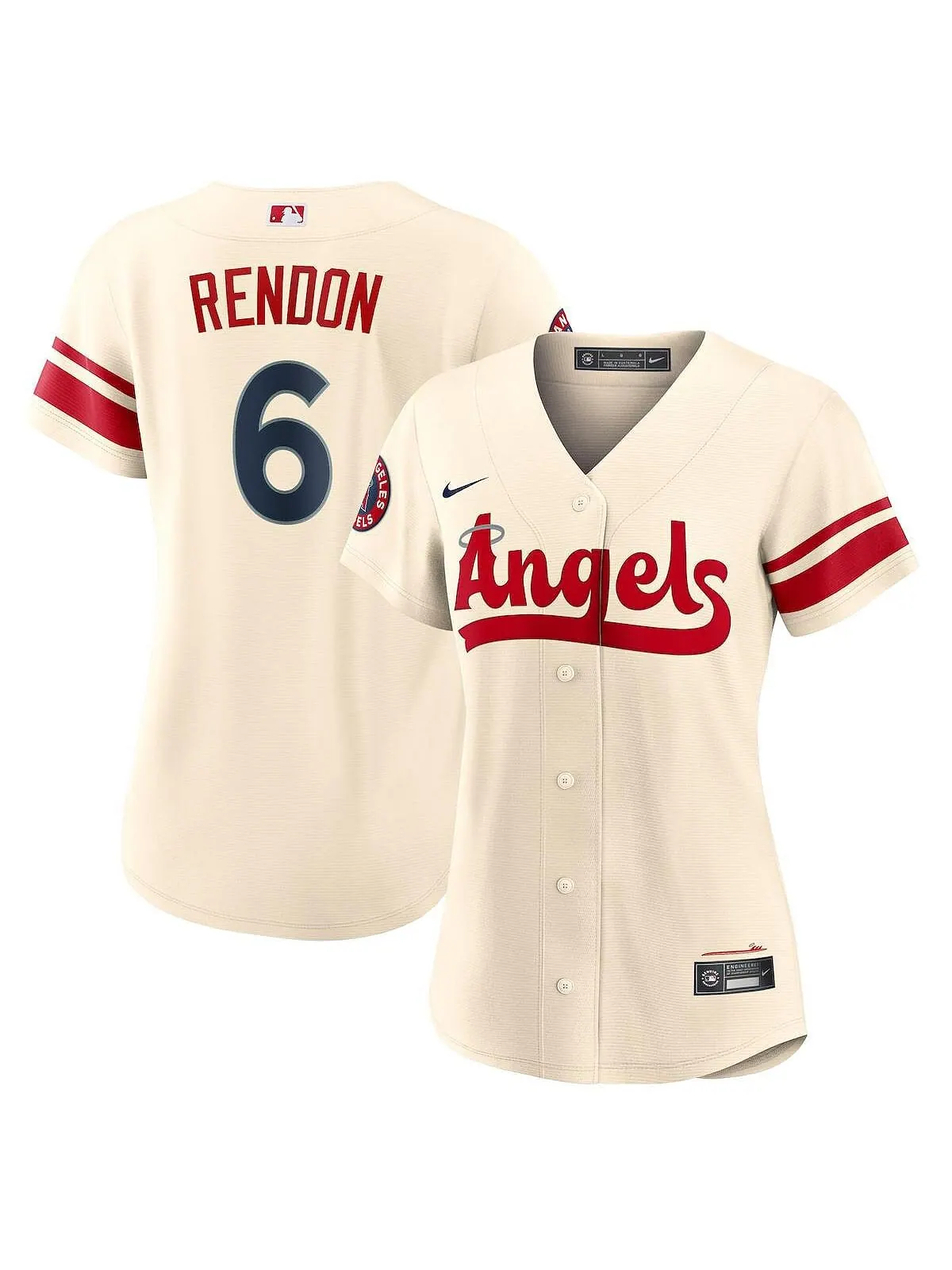 Женская футболка Энтони Рендон кремового цвета Los Angeles Angels 2022 City Connect Replica Player — изображение 1 из 3