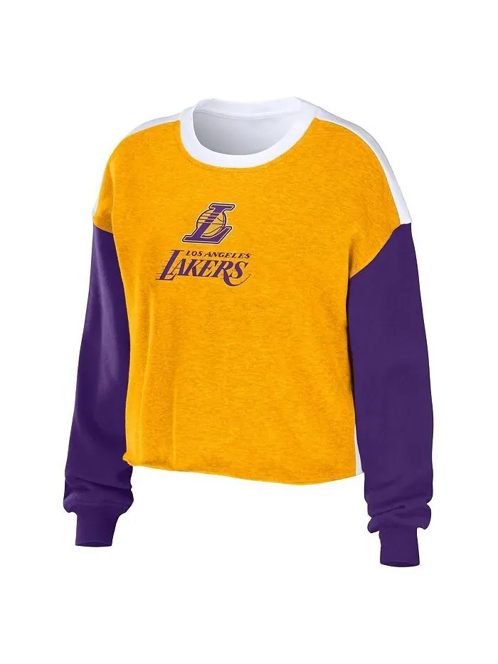 Женский укороченный пуловер с буквами Heather Gold Los Angeles Lakers WEAR by Erin Andrews — изображение 3 из 3, золотистый