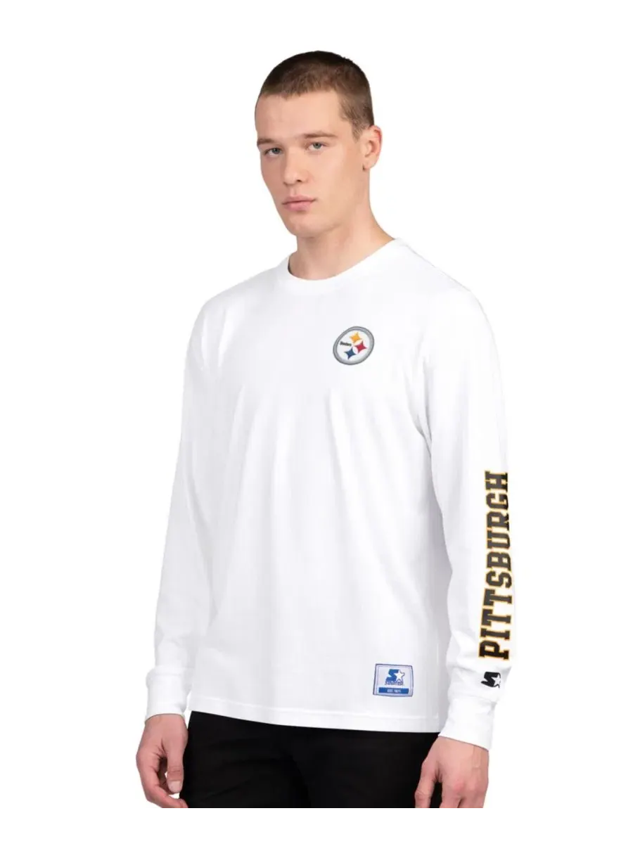 Комплект из 2 футболок с длинным и коротким рукавом Pittsburgh Steelers Starter — изображение 5 из 5, черный белый