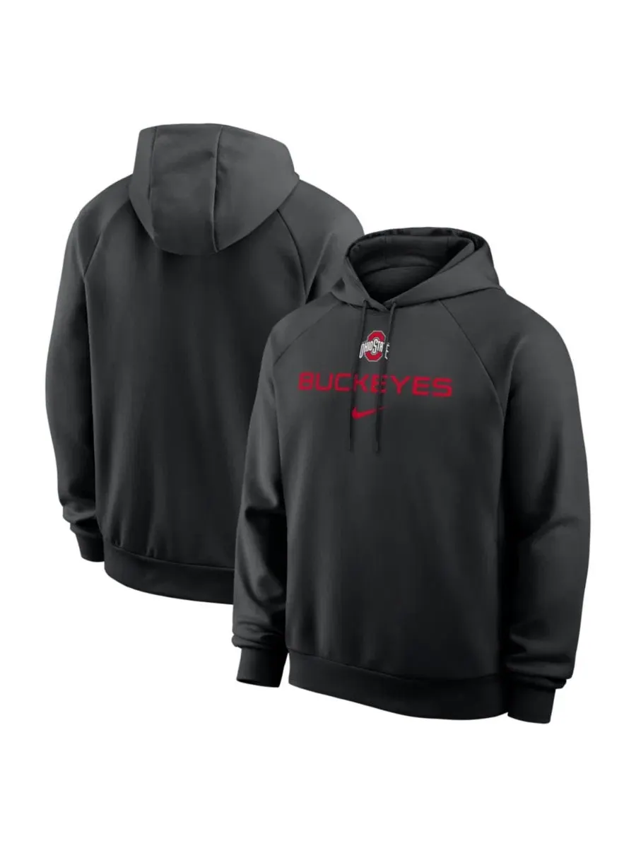 Худи с рагланом и капюшоном Dri-FIT Nike Ohio State Buckeyes — изображение 1 из 3, черный