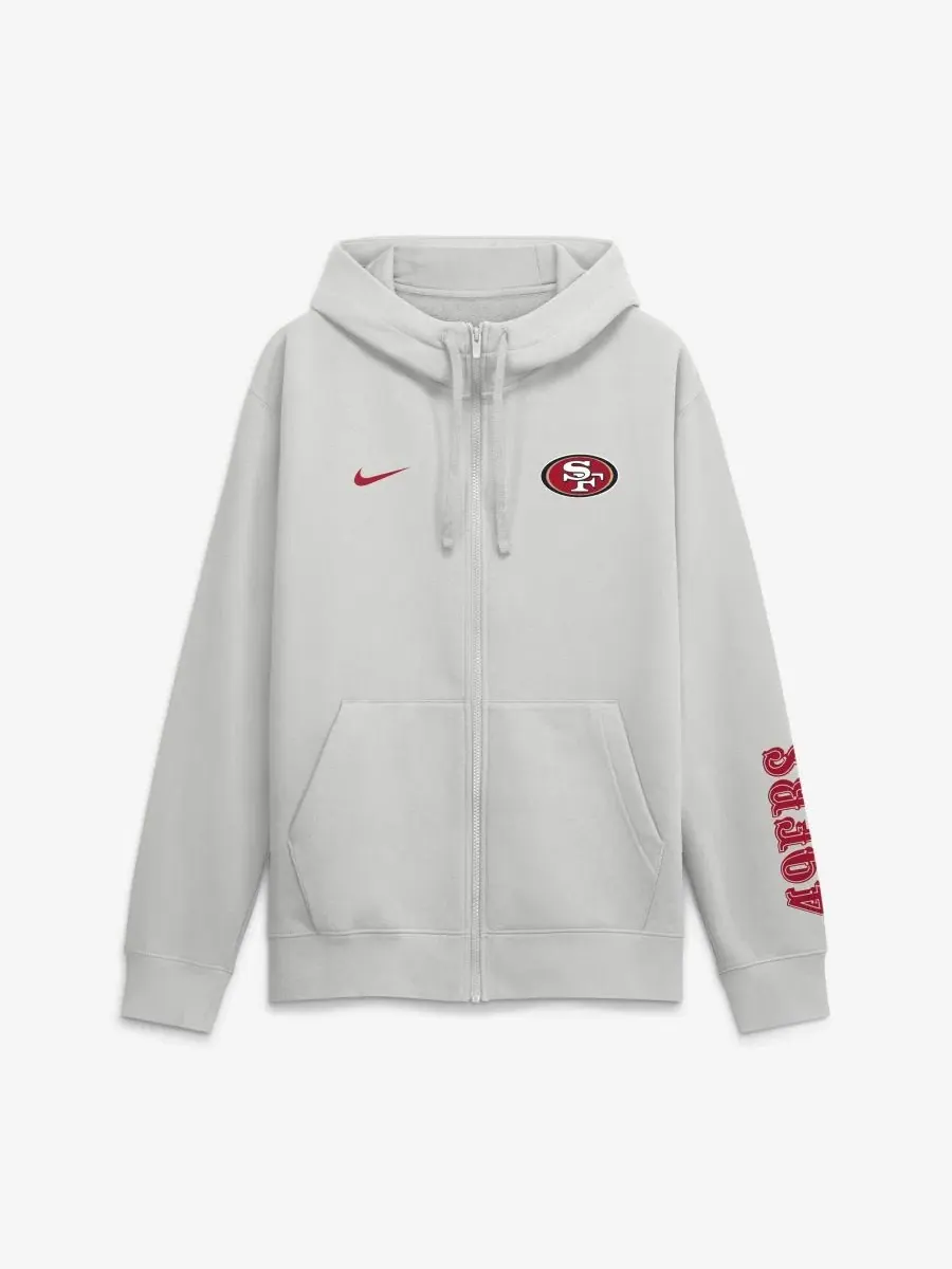 Худи на молнии с принтом San Francisco 49ers Nike — изображение 1 из 2, серый