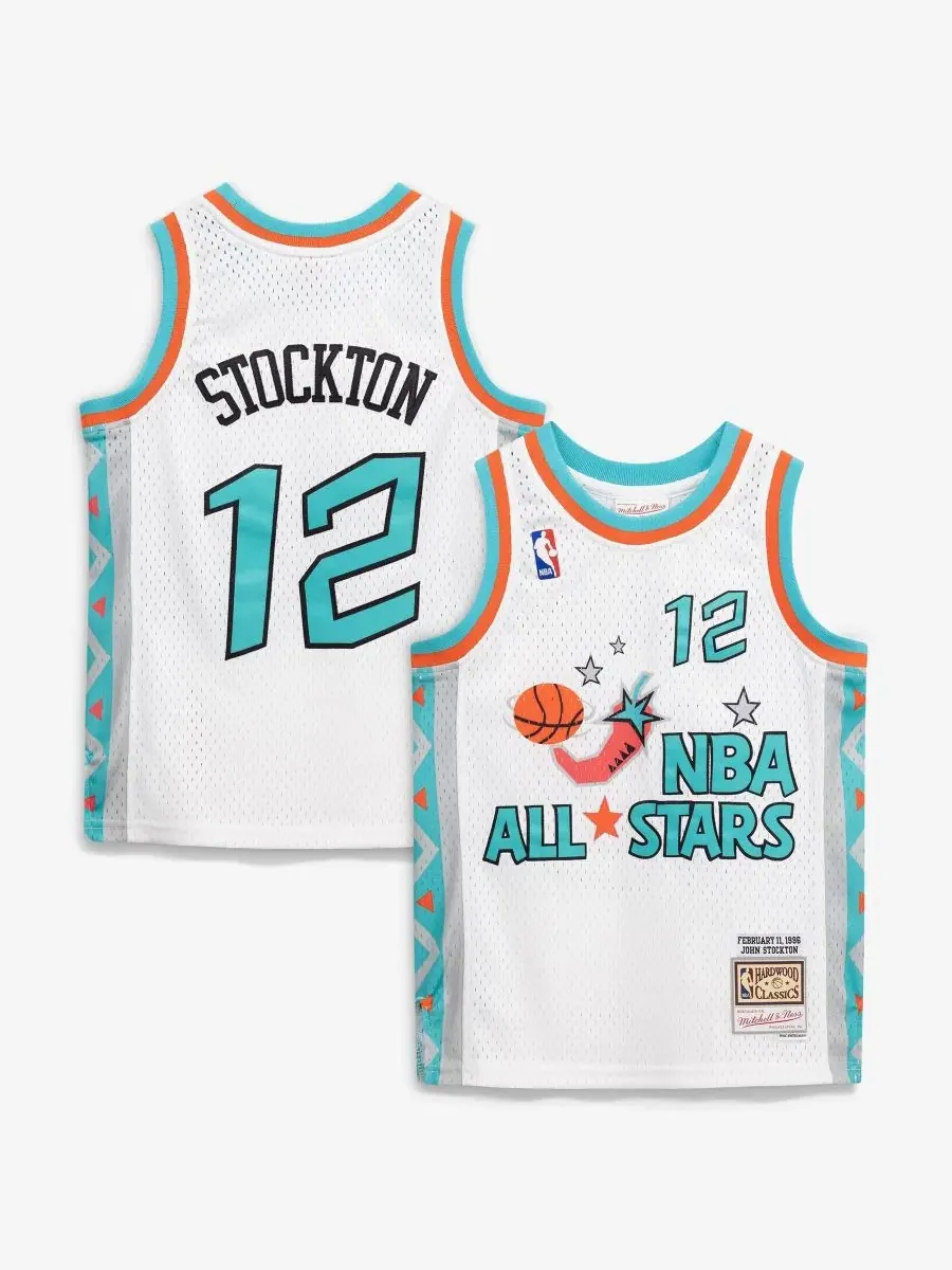 Майка баскетбольная John Stockton White 1996 NBA All-Star Game Hardwood Classics Swingman Mitchell — изображение 1 из 5