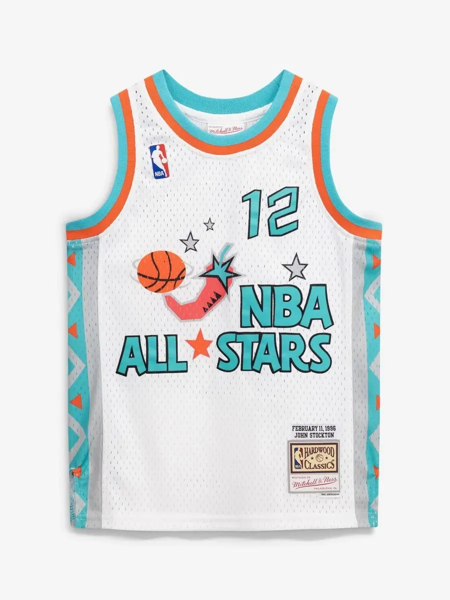 Майка баскетбольная John Stockton White 1996 NBA All-Star Game Hardwood Classics Swingman Mitchell — изображение 2 из 5