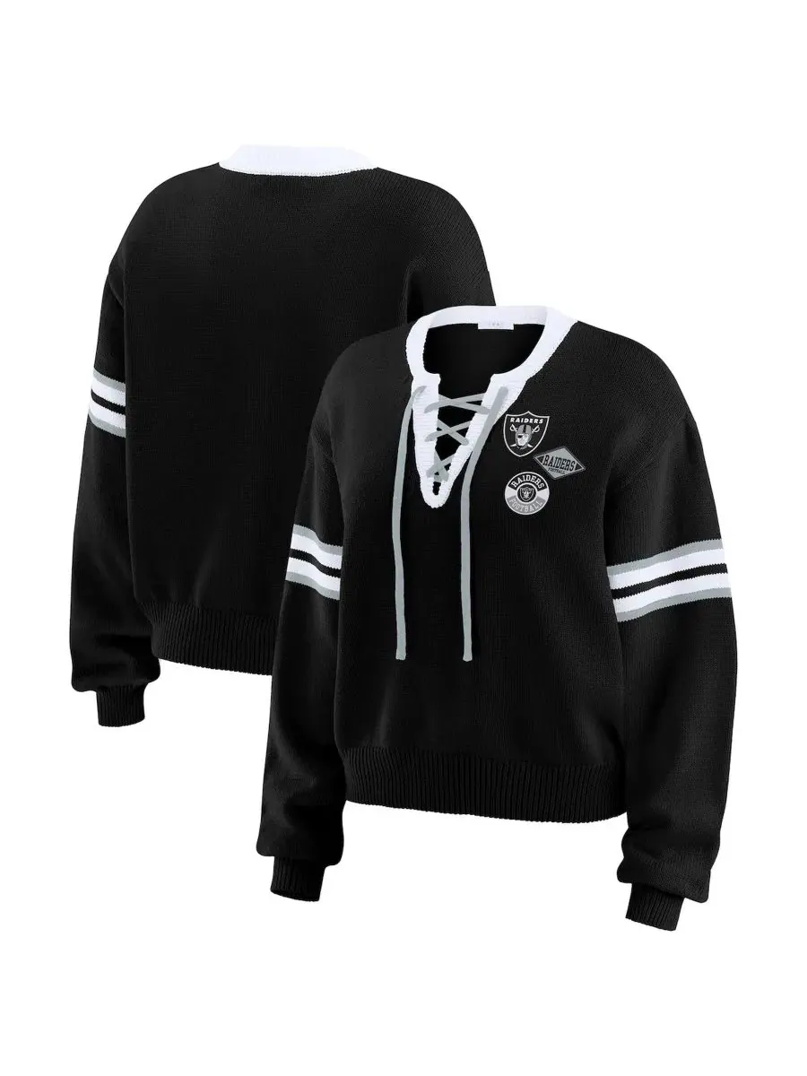 Женский свитшот-худи с принтом Las Vegas Raiders, с длинным рукавом, модель Lace-Up Pullover WEAR — изображение 1 из 4