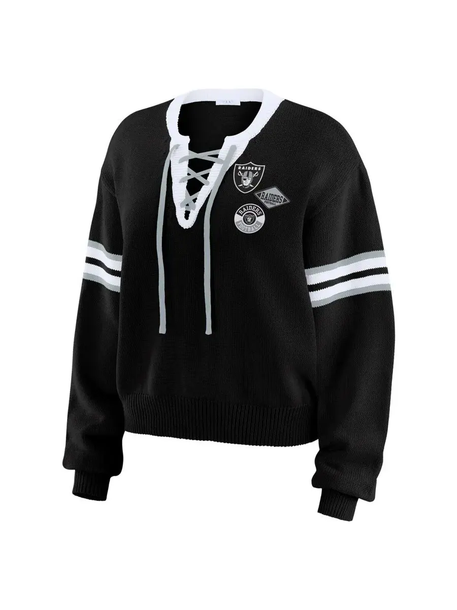 Женский свитшот-худи с принтом Las Vegas Raiders, с длинным рукавом, модель Lace-Up Pullover WEAR — изображение 2 из 4