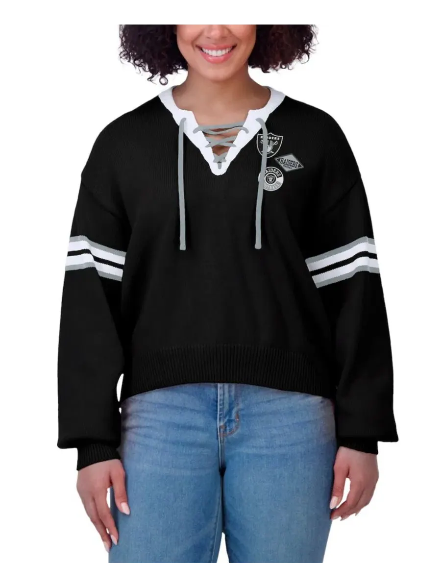 Женский свитшот-худи с принтом Las Vegas Raiders, с длинным рукавом, модель Lace-Up Pullover WEAR — изображение 4 из 4