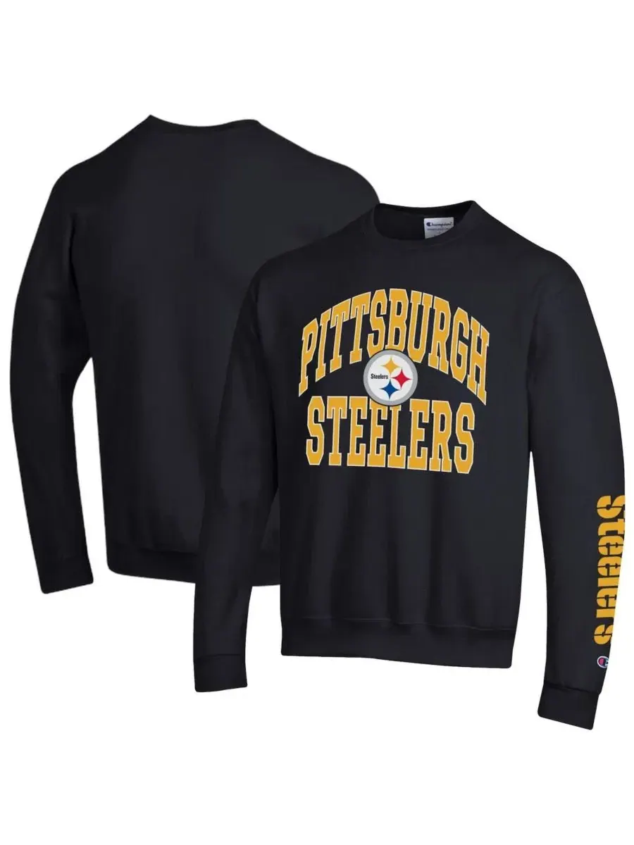 Свитшот с принтом Pittsburgh Steelers Powerblend Fleece Champion — изображение 1 из 3, черный