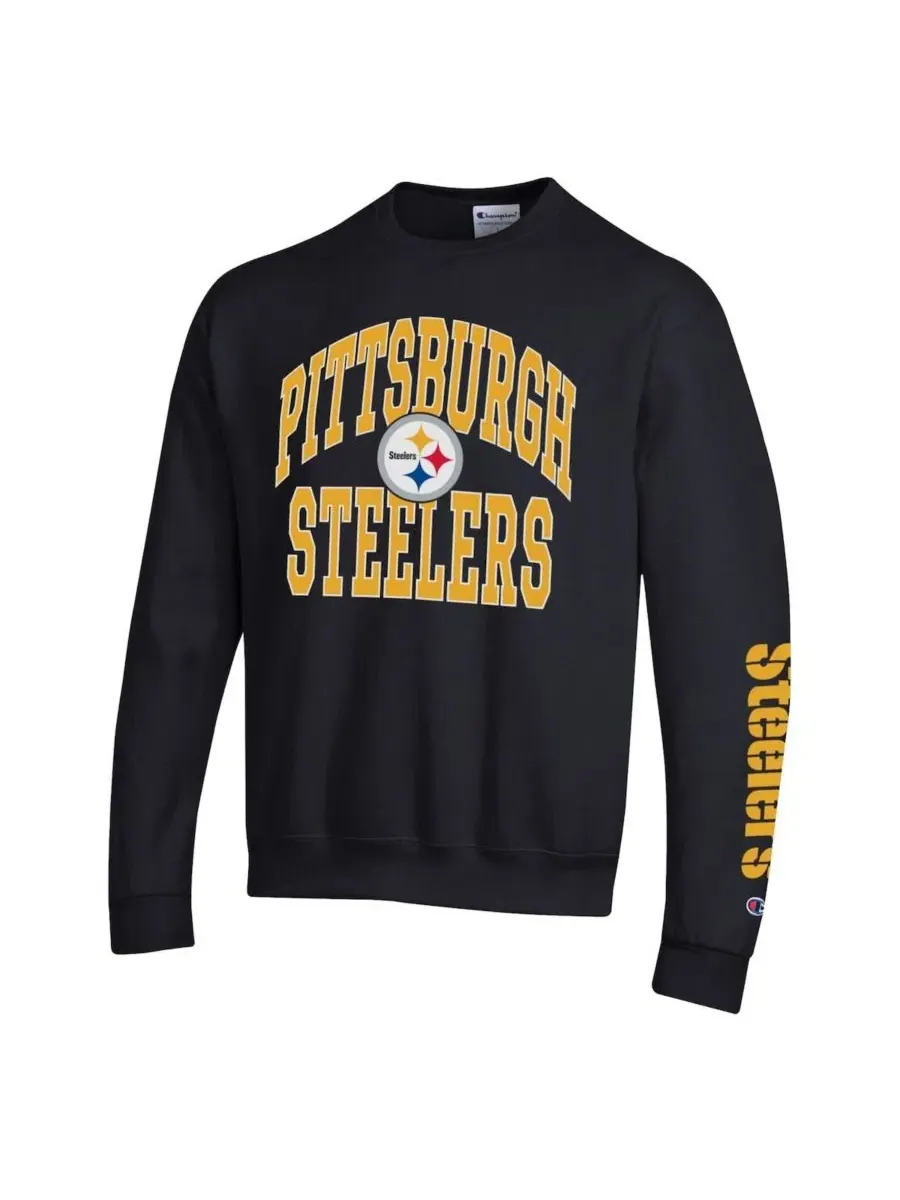 Свитшот с принтом Pittsburgh Steelers Powerblend Fleece Champion — изображение 3 из 3, черный