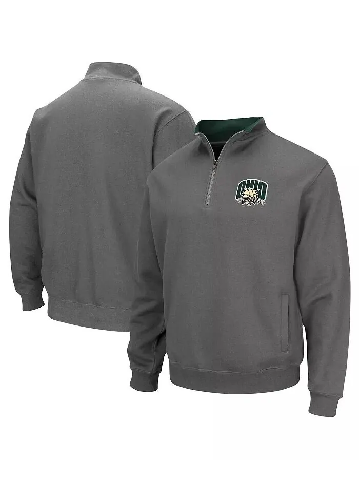Мужская толстовка с логотипом Ohio Bobcats Tortugas цвета уголь и застежкой-молнией на четверть — изображение 1 из 3