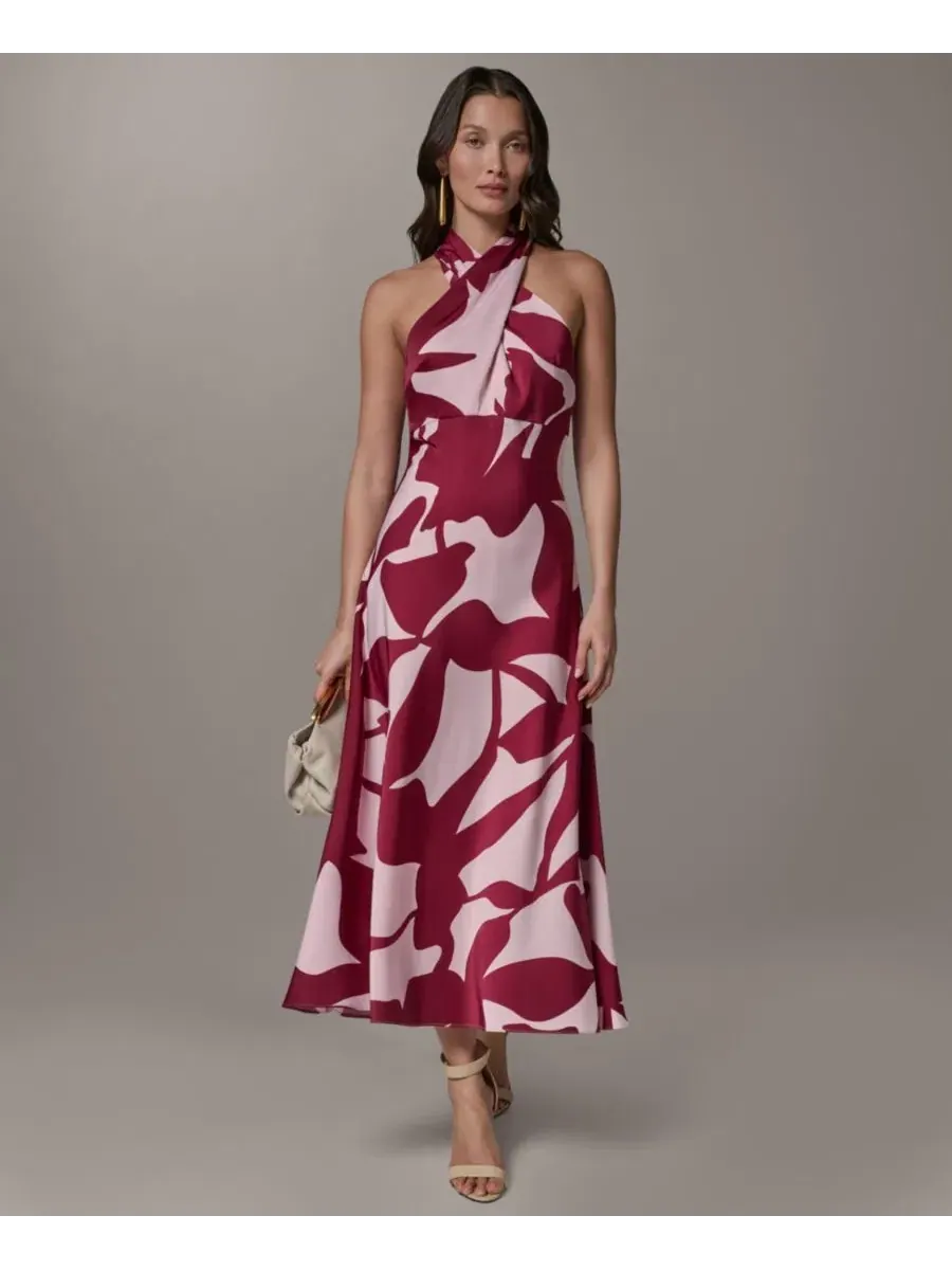 Платье-трапеция миди с принтом Donna Karan New York, Sangria Lilac — изображение 1 из 6