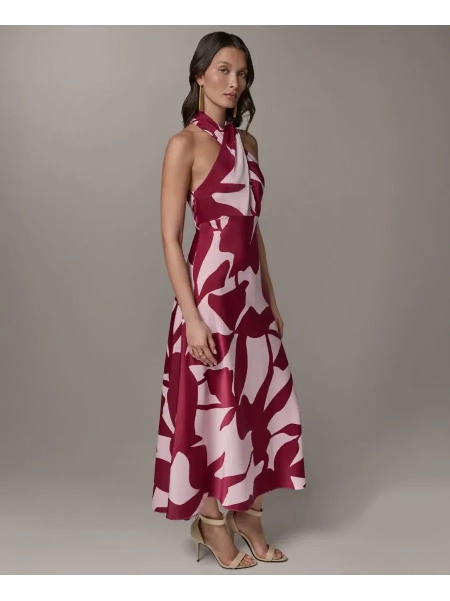 Платье-трапеция миди с принтом Donna Karan New York, Sangria Lilac — изображение 2 из 6