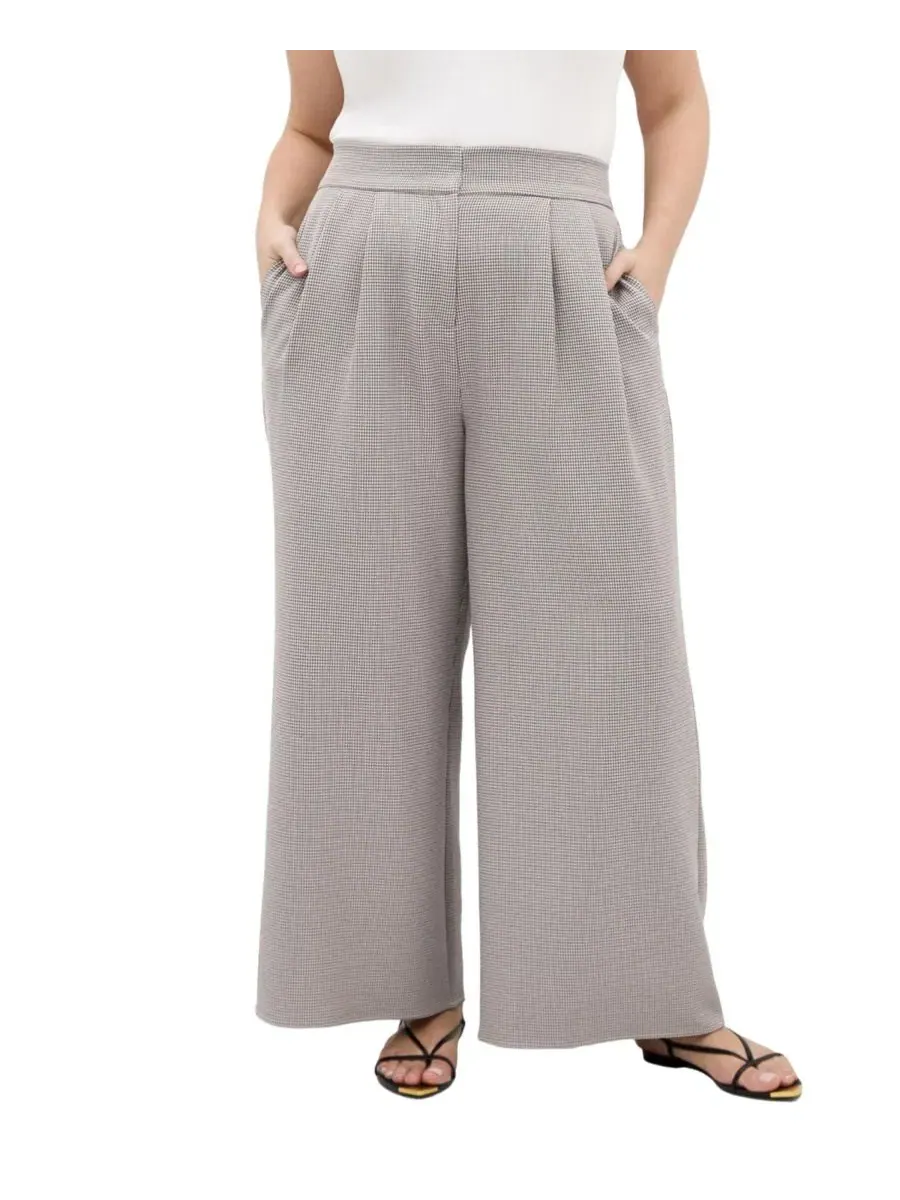 Широкие брюки с защипами Hailey Check CITY CHIC, Neutral Check