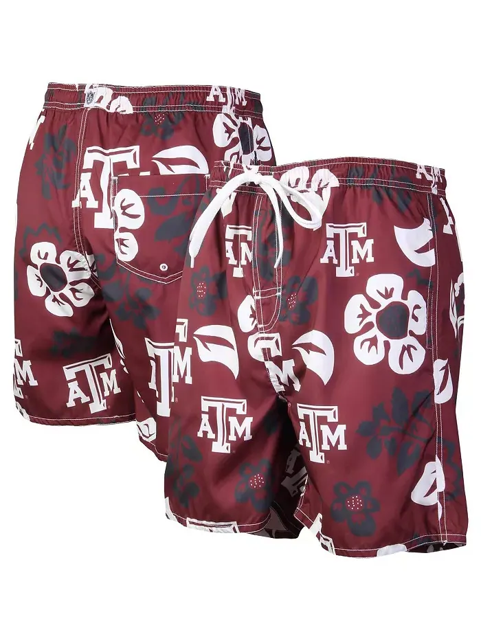 Мужские плавки Texas A&M Aggies с цветочным принтом и логотипом Volley, бордовые Wes & Willy — изображение 1 из 3