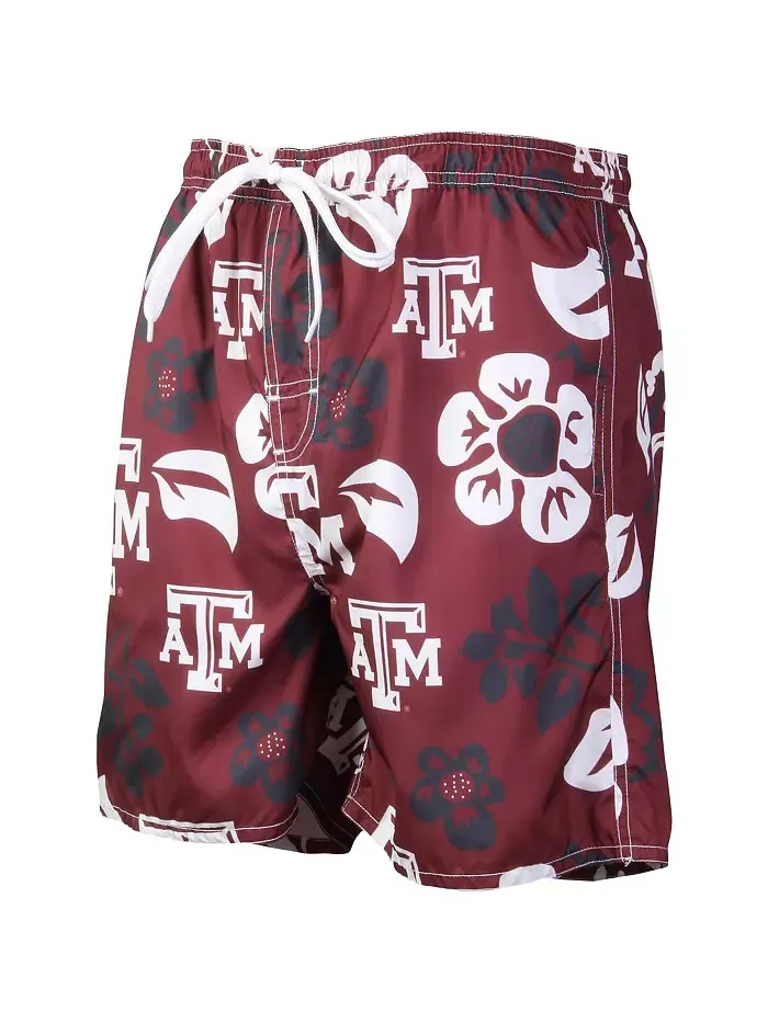 Мужские плавки Texas A&M Aggies с цветочным принтом и логотипом Volley, бордовые Wes & Willy — изображение 2 из 3