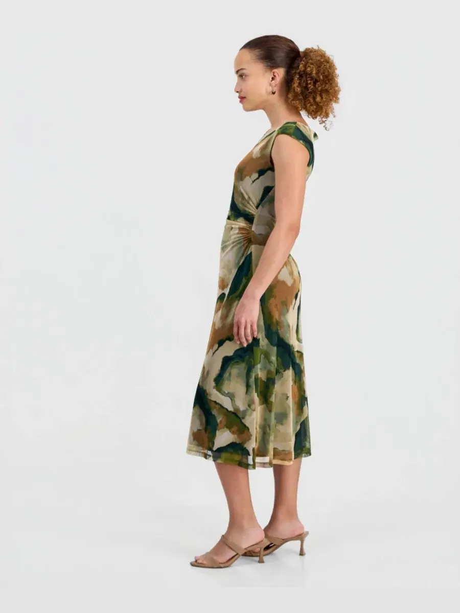 Платье миди с кап-рукавом, модель Petite Cap-Sleeve Midi Dress Connected, Olv — изображение 3 из 5