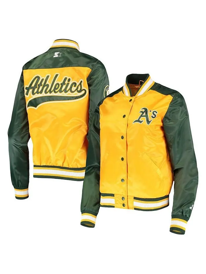 Женская золотая куртка на кнопках Oakland Athletics The Legend Starter