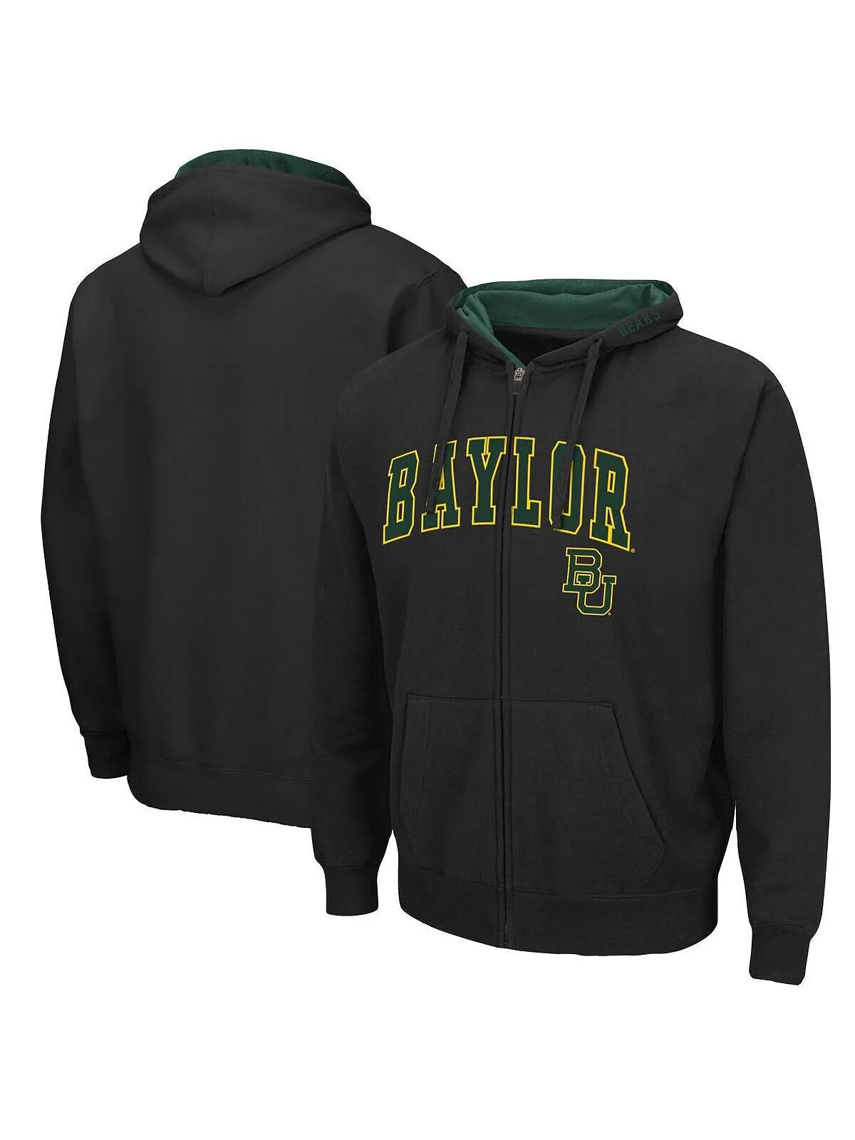 Мужская черная толстовка с капюшоном на молнии baylor bears arch logo 3.0 Colosseum — изображение 1 из 3, черный