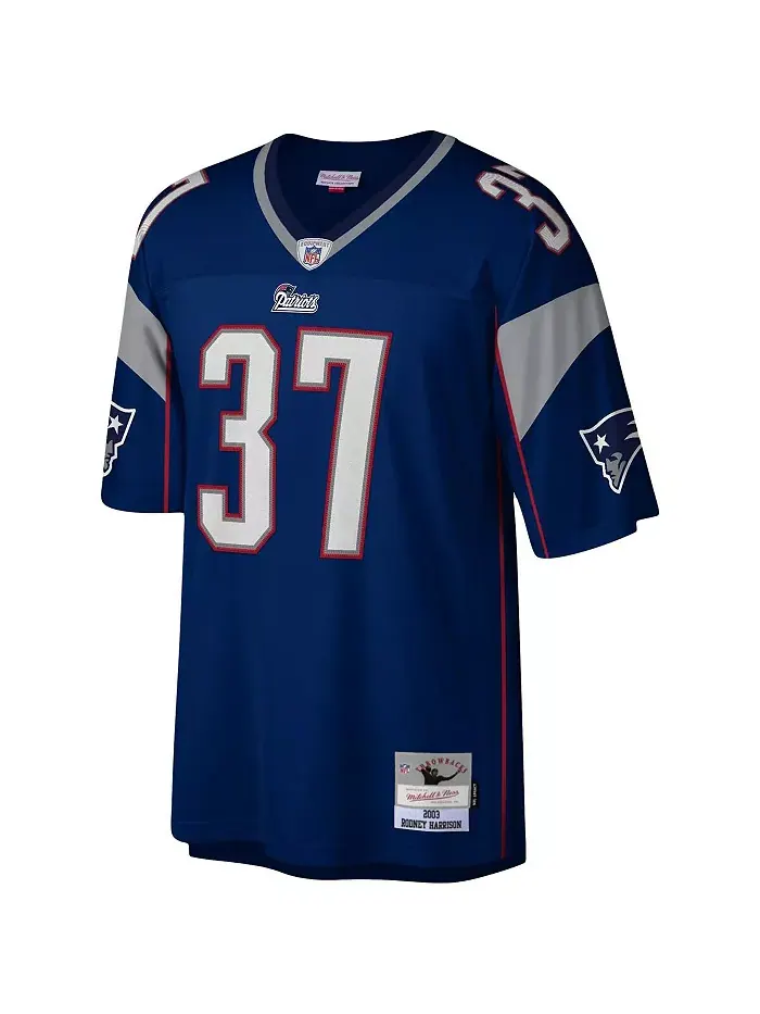 Мужская реплика джерси New England Patriots Legacy в синем цвете Rodney Harrison Mitchell & Ness — изображение 3 из 3