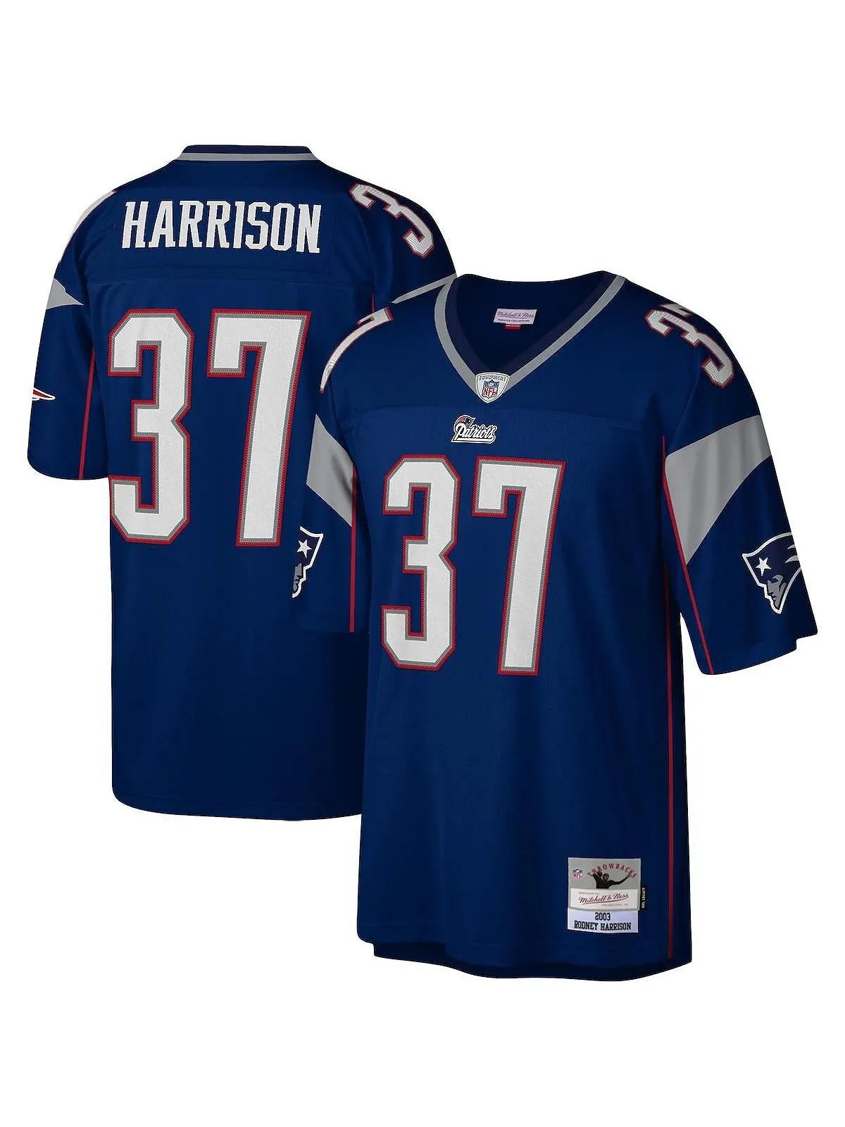 Мужская копия джерси rodney harrison navy new england patriots legacy Mitchell & Ness — изображение 1 из 3, темно-синий