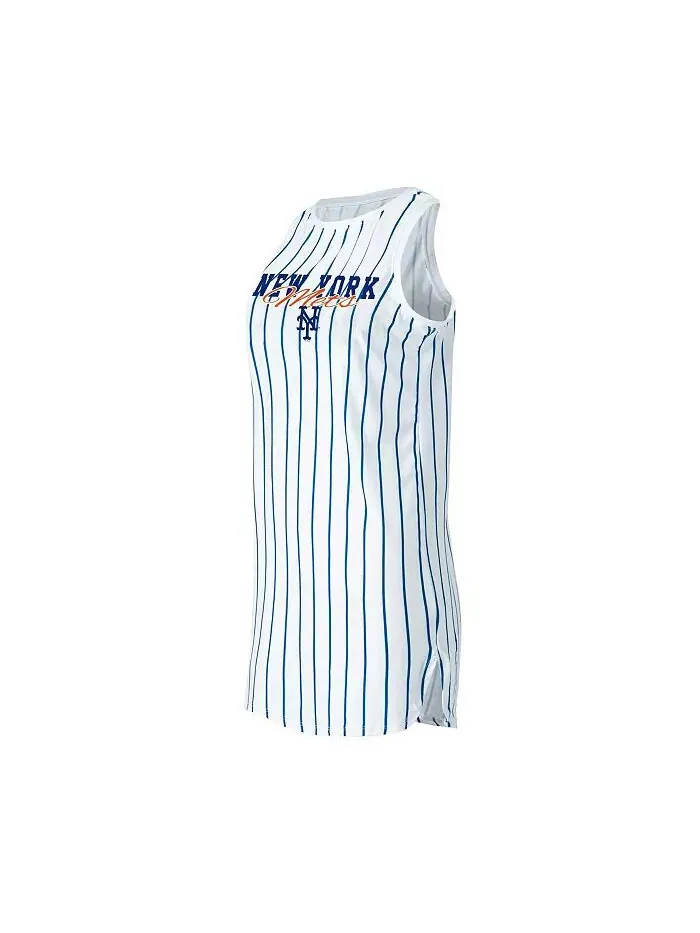 Женская белая трикотажная ночная рубашка без рукавов New York Mets Reel в полоску Concepts Sport