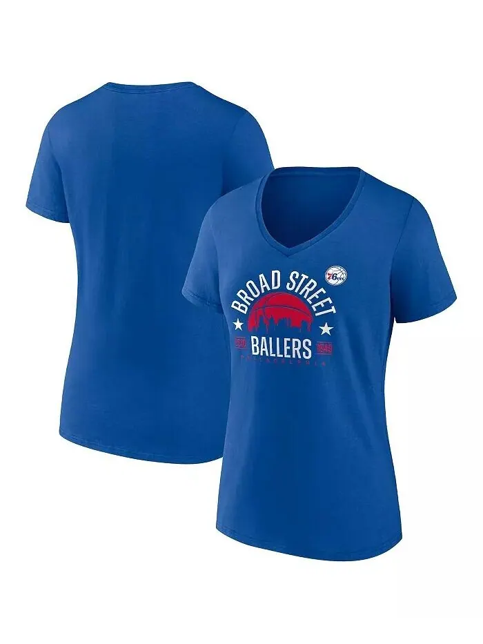 Женская футболка Royal Philadelphia 76ers Hometown Collection Broad Street Ballers с v-образным — изображение 1 из 3