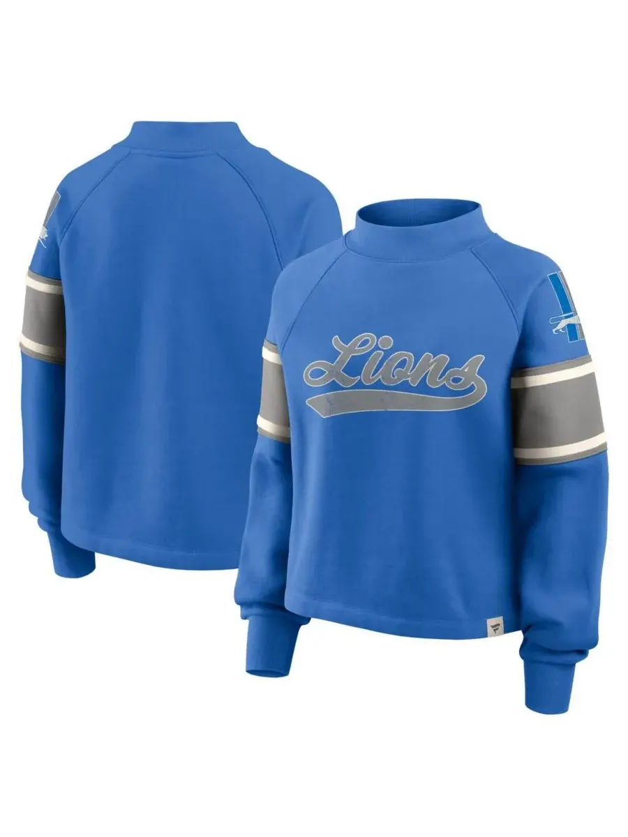 Fanatics Женская синяя толстовка с высоким воротником Detroit Lions оверсайз Hometown Toss Sweep — изображение 1 из 3, синий