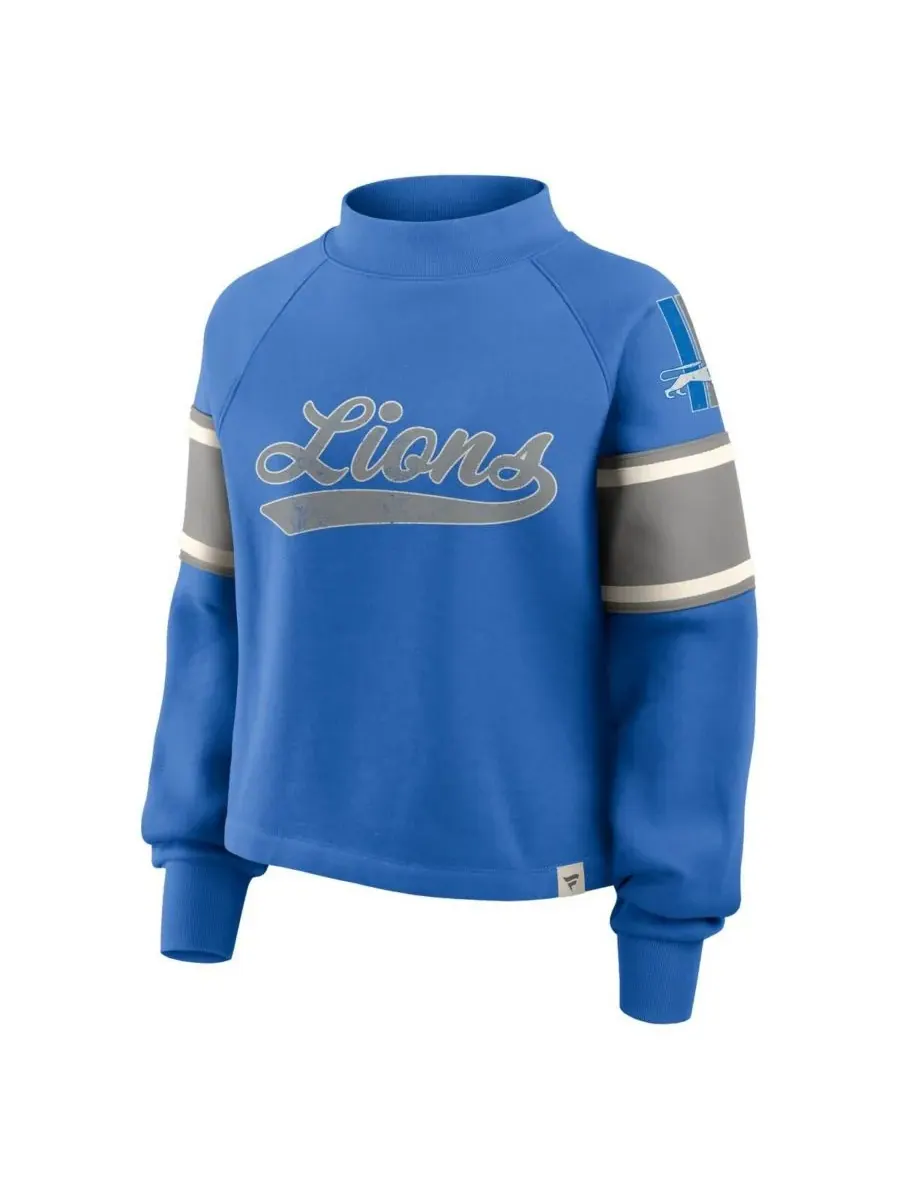 Fanatics Женская синяя толстовка с высоким воротником Detroit Lions оверсайз Hometown Toss Sweep — изображение 2 из 3, синий