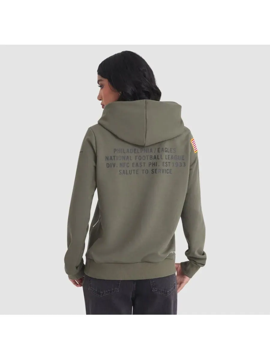 Nike Женская толстовка Olive Philadelphia Eagles 2025 Salute to Service Sideline Standard Issue — изображение 2 из 5
