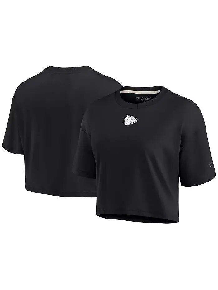 Черная женская укороченная футболка Kansas City Chiefs Super Soft с короткими рукавами Fanatics — изображение 1 из 3
