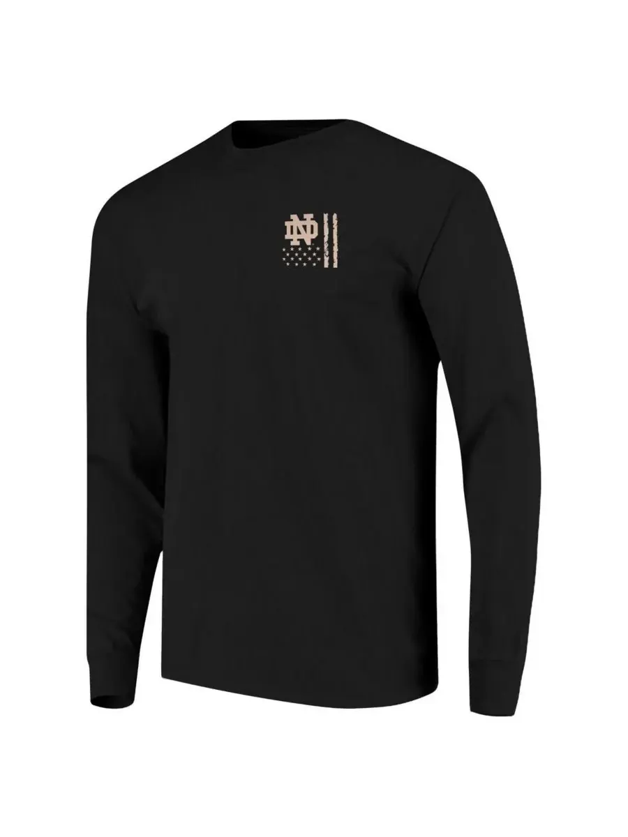 Image One Мужская черная футболка с длинным рукавом Notre Dame Fighting Irish OHT Camo Overlay — изображение 3 из 4, черный