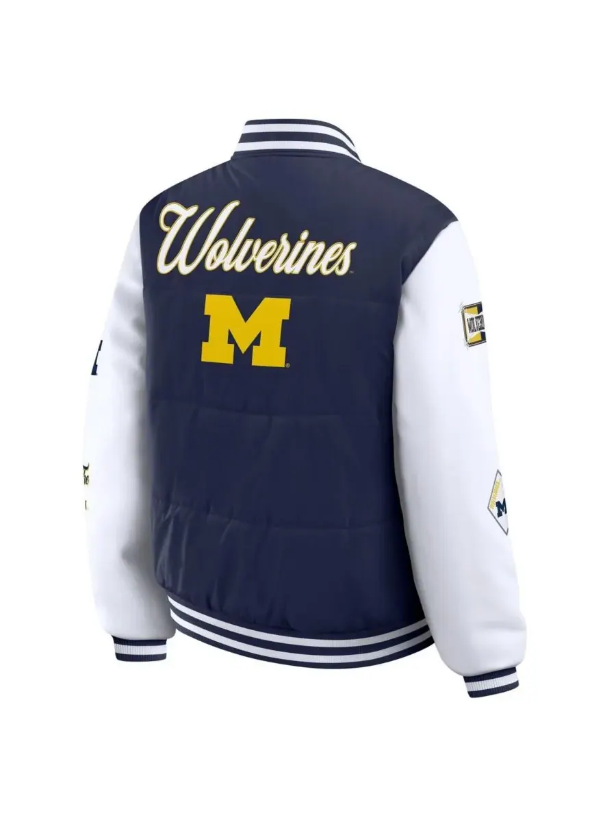 WEAR by Erin Andrews Женская темно-синяя пуховая куртка Michigan Wolverines Varsity — изображение 2 из 3, темно-синий