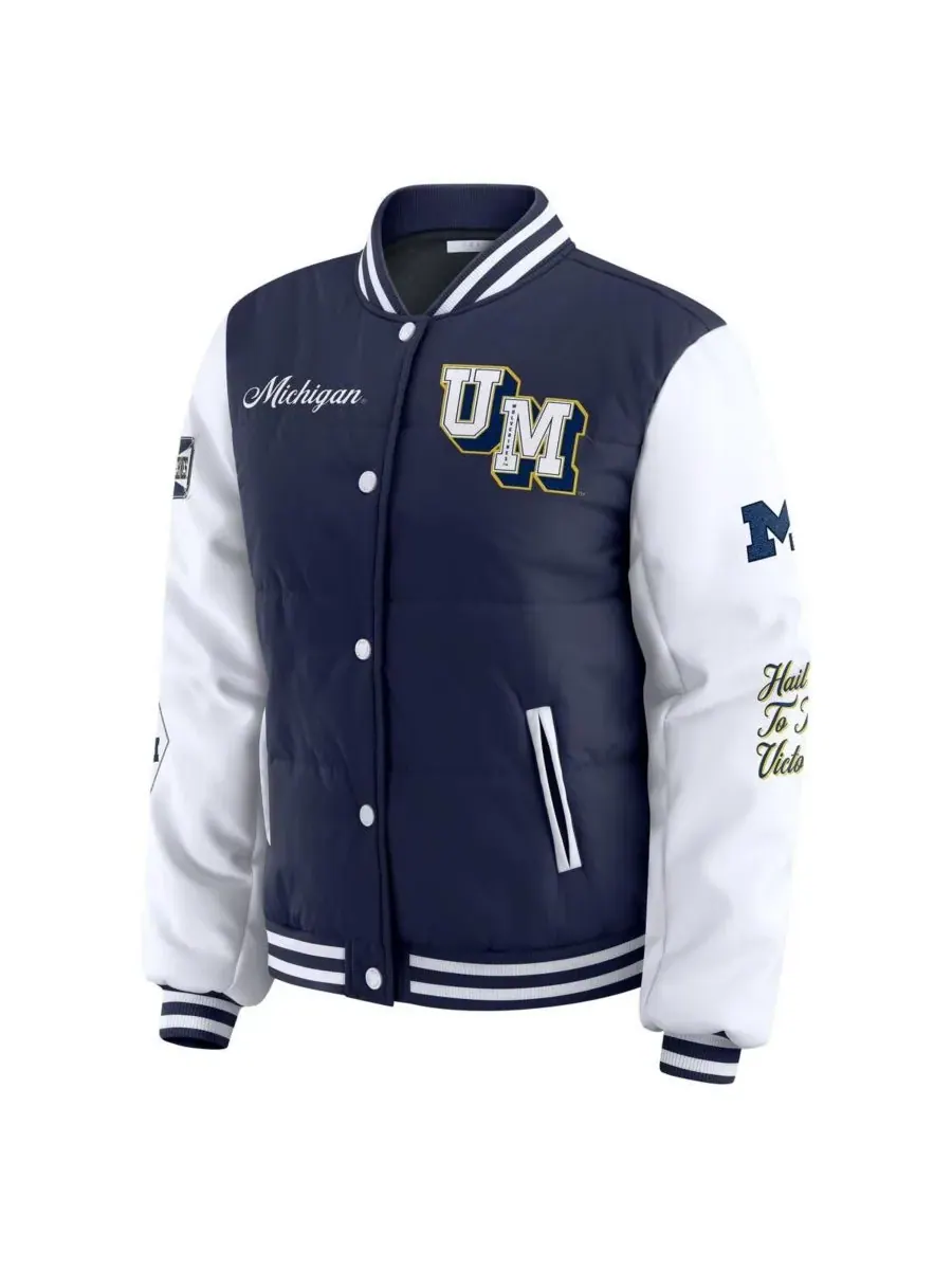 WEAR by Erin Andrews Женская темно-синяя пуховая куртка Michigan Wolverines Varsity — изображение 3 из 3, темно-синий
