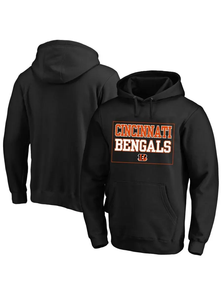 Fanatics Мужская черная флисовая толстовка с капюшоном Cincinnati Bengals большого размера — изображение 1 из 3, черный