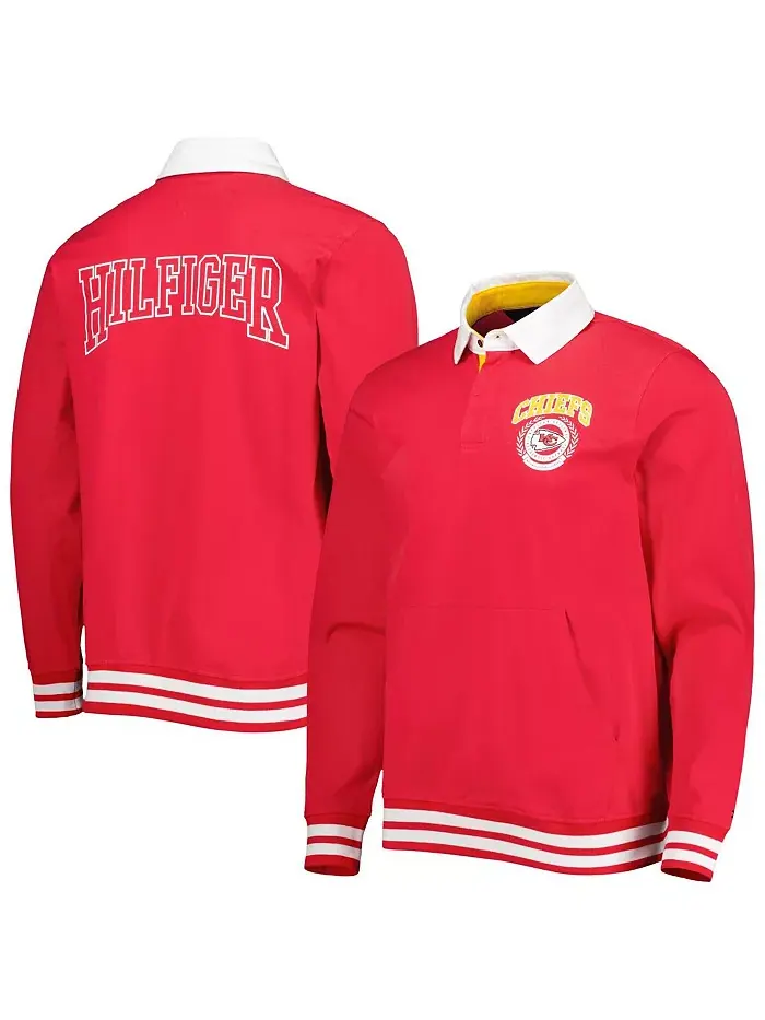 Мужская красная поло с длинным рукавом Kansas City Chiefs Cody Tommy Hilfiger — изображение 1 из 4
