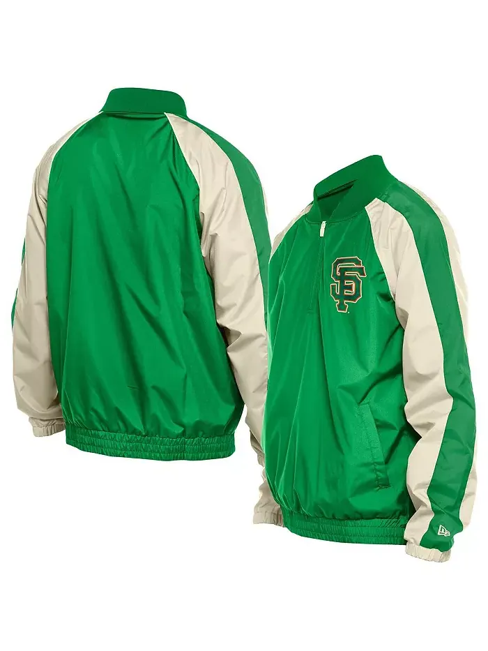 Мужская ветровка-толстовка Kelly Green San Francisco Giants с молнией на четверть и регланными